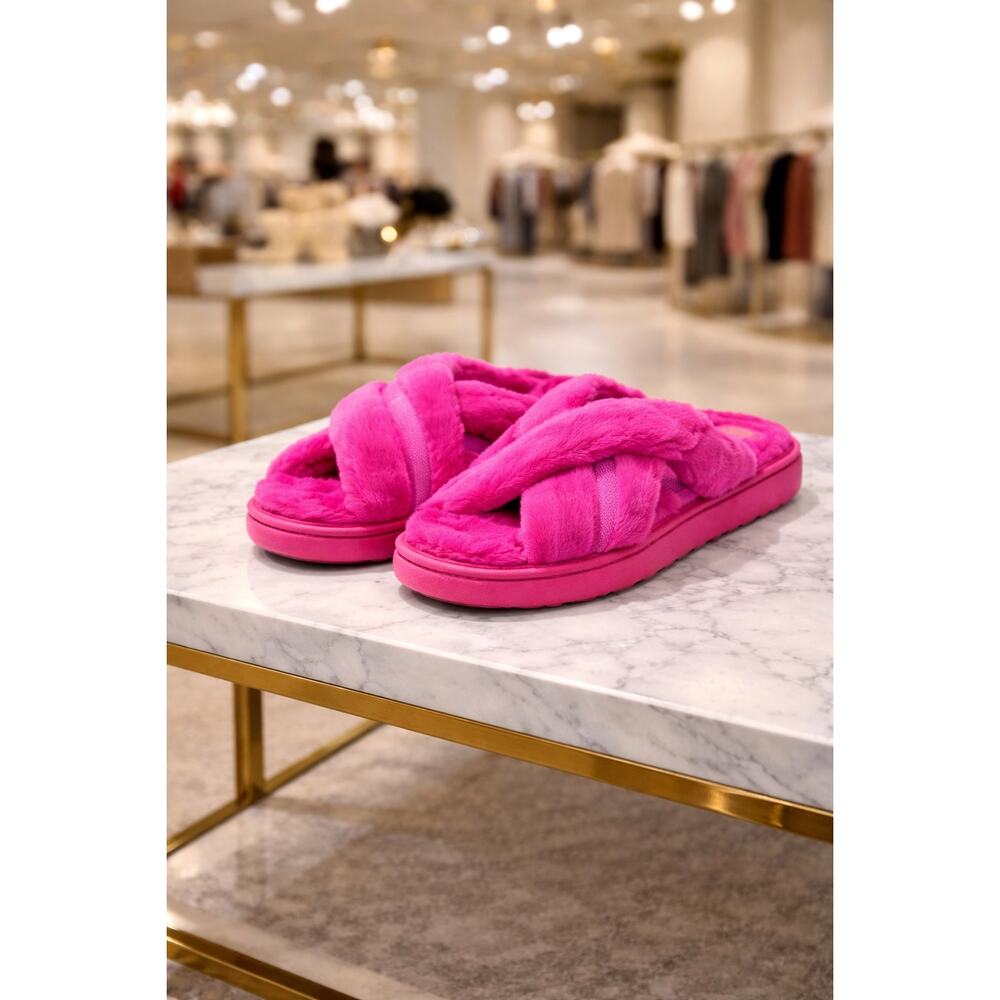 Dearfoams Astrid Crossband Slides Paradise Pink size XL